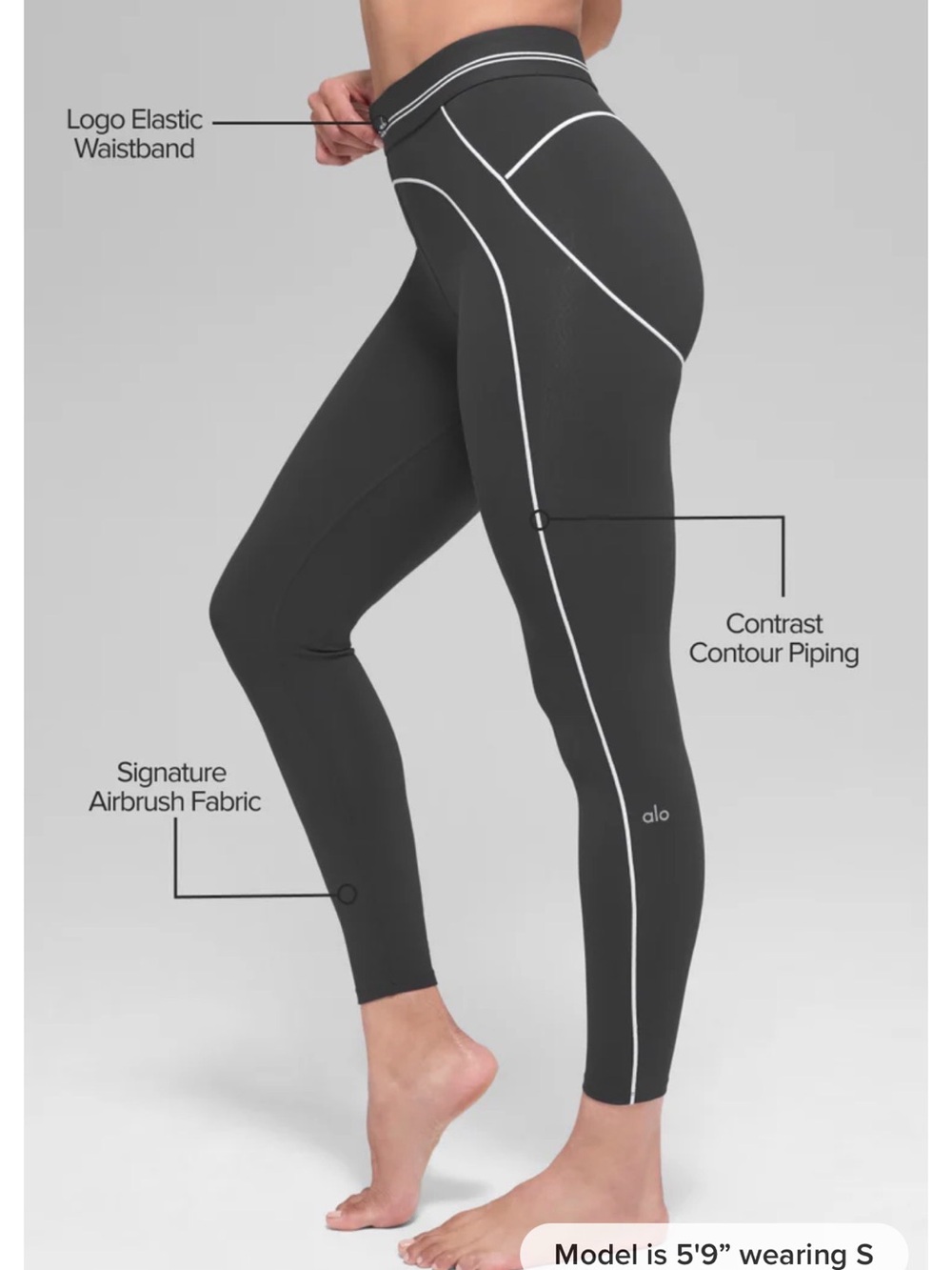 Alo Yoga Airbrush High-Waist Heart Throb leggings in black/white - Picture 2 of 6